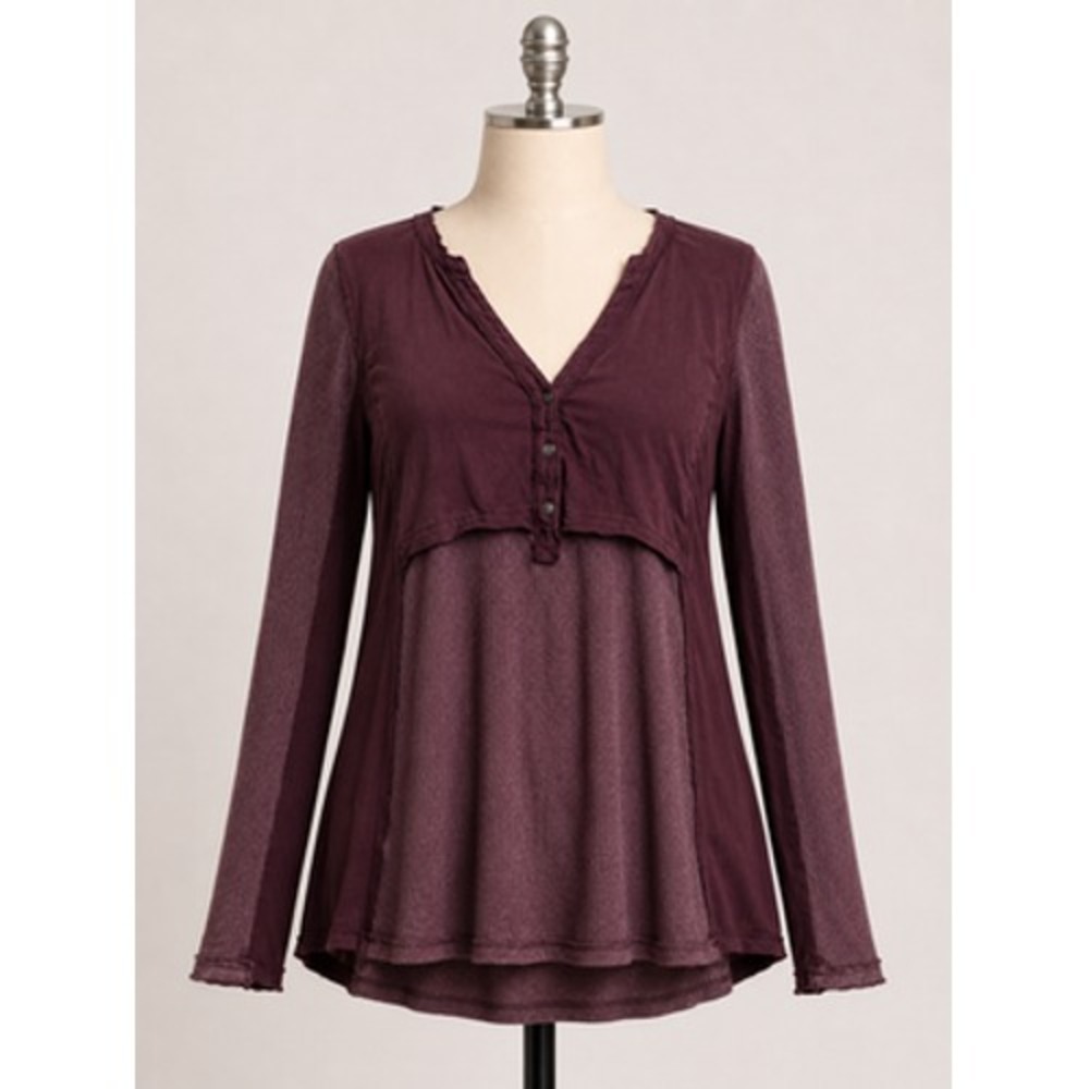 Sundance Shirt Womens Small Purpleโ Knit Henley Long Sleeve Top Thermal Ribbed